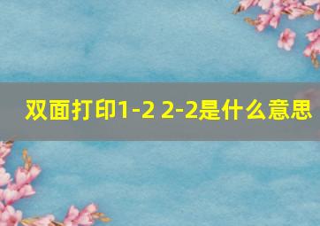 双面打印1-2 2-2是什么意思